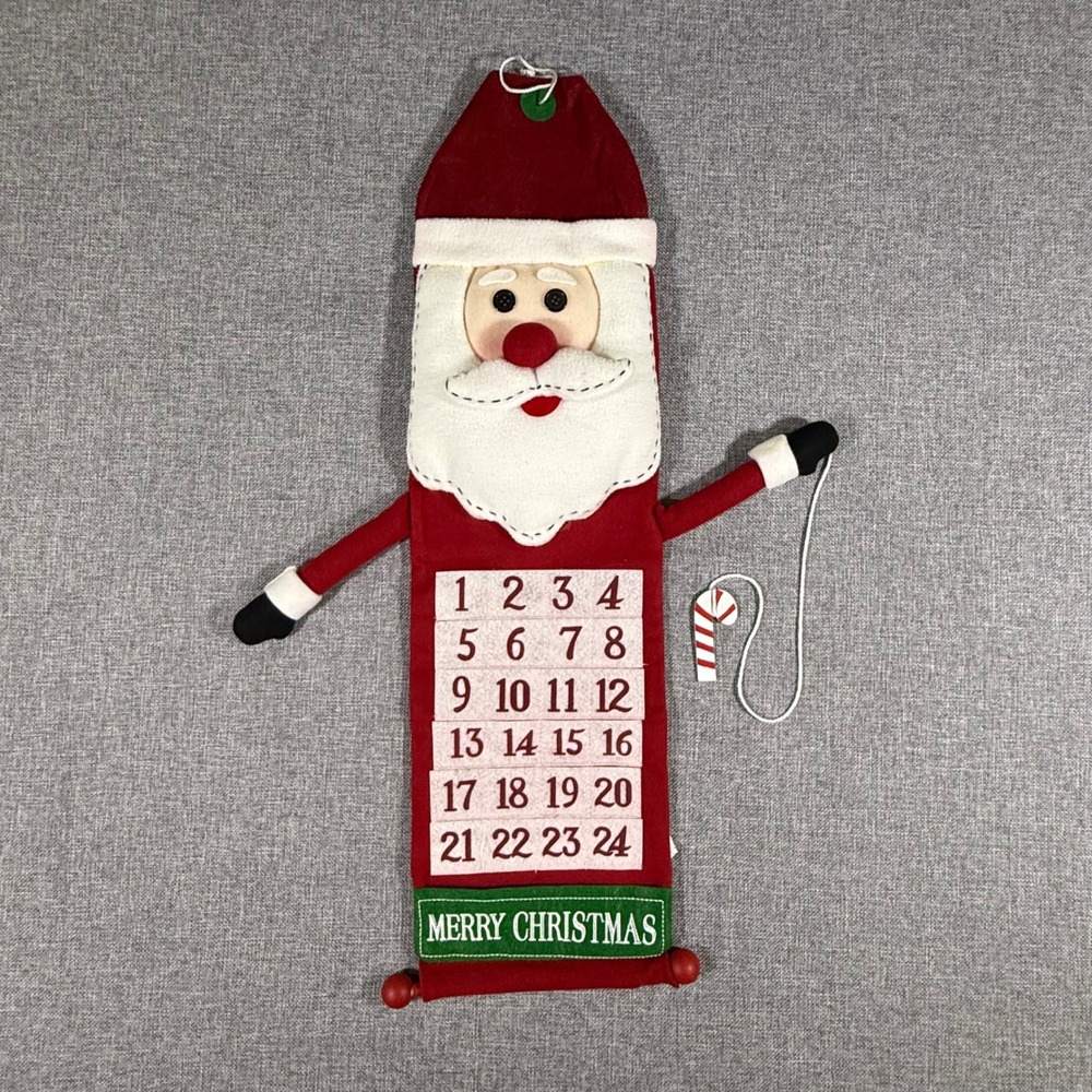 Santa Advent 25 Day Merry Christmas Countdown Felted Calendar Candy Cane Holiday